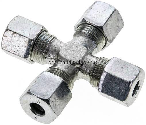 Kreuz-Schneidringverschraubung 8 S (M16x1,5), Stahl verzinkt