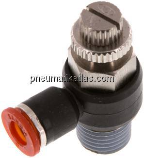 Winkel-Drosselrückschlagventil R 1/4"-6mm,zuluftregelnd