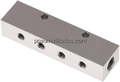 Verteilerleiste 2 x G 1/8"-4 x M 5, Aluminium eloxiert