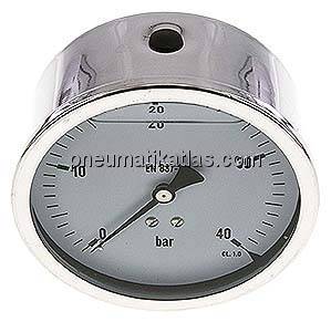 Glycerin-Manometer waagerecht (CrNi/Ms),100mm, 0 - 40bar