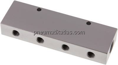 Verteilerleiste 2 x G 3/8"-8 x G 1/8", Aluminium eloxiert