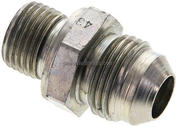 Doppelnippel M 16 x 1,5-UNF 3/4"-16(JIC), Stahl verzinkt