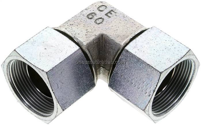 90°-Winkelverschraubung,60°Konus G 1-1/2" (IG), Stahl verzinkt