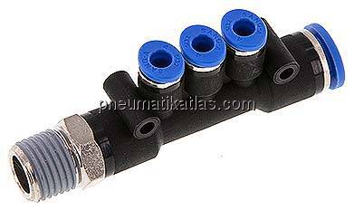 Steckanschluss-Mehrfachvert. R 1/4"-8mm-4mm, IQS-Standard