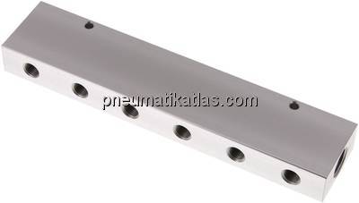Verteilerleiste 2 x G 3/8"-12 x G 1/8", Aluminium eloxiert