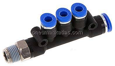 Steckanschluss-Mehrfachvert. R 1/8"-6mm-4mm, IQS-Standard