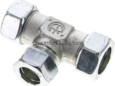 T-Schneidringverschraubung 28 L (M36x2)-22 L (M30x2)-28 L (M36x2), Stahl verzink