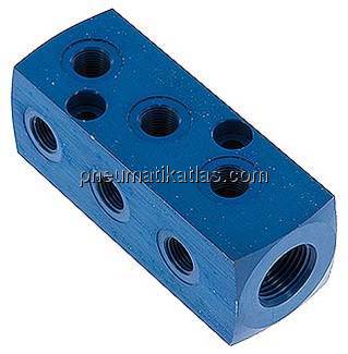 Verteilerblock 1 x G 3/8"-9 x G 1/8", Aluminium