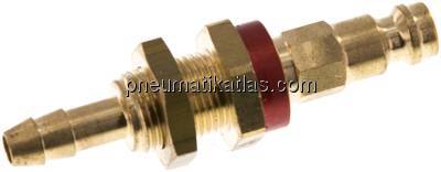 Schott-Kupplungsstecker (NW5) 6 (1/4")mm Schlauch, rot, Achteck SW10