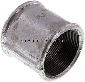 Rundmuffe Rp 2"-Rp 2", Temperguss verzinkt