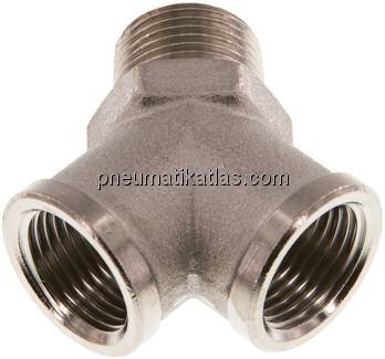 Y-Einschraubstück R 3/8" (AG)- 2 x G 3/8" (IG), Messing vernickelt