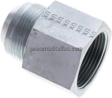 Reduziernippel UN 1-5/8"-12(JIC-AG)-G 1-1/4"(IG), Stahl verzinkt