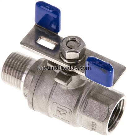 Edelstahl-Kugelhahn, Eco-Line leicht, R 1/2" / Rp 1/2", 0 bis 63bar