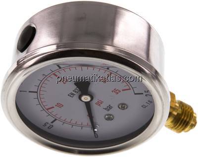 Glycerin-Manometer senkrecht (CrNi/Ms), 63mm, 0 - 2,5 bar