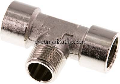 T-Einschraubstück G 1/2"(IG)-R 1/2"(AG), Messing vernickelt