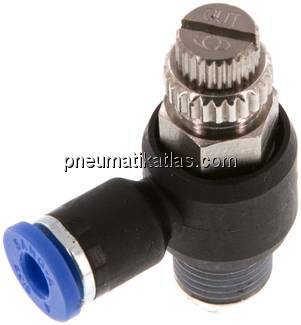 Winkel-Drosselrückschlagventil R 1/8"-4mm,abluftregelnd (Standard)