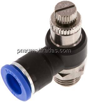 Winkel-Drosselrückschlagventil G 1/4"-10mm,abluftregelnd (Standard)