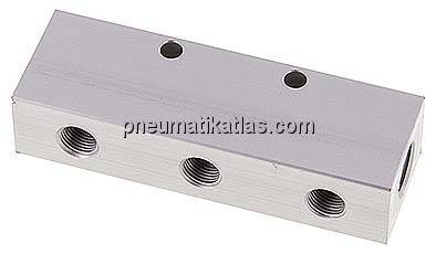 Verteilerleiste 2 x G 1/4"-6 x G 1/8", Aluminium eloxiert
