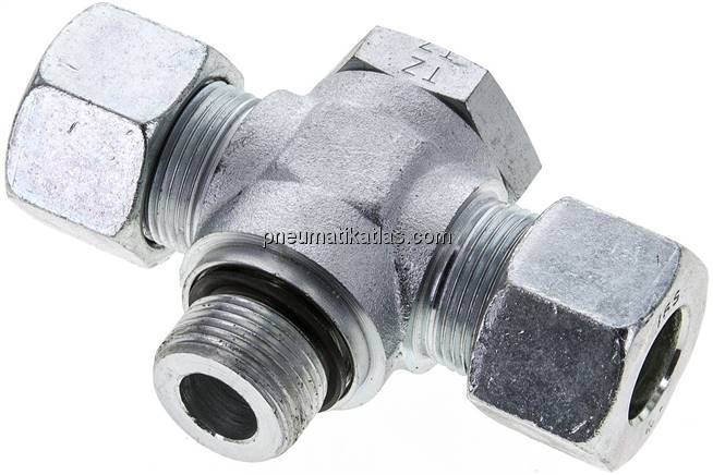 T-Schwenkverschraubung M 22x1,5-16 S (M24x1,5), Stahl verzinkt