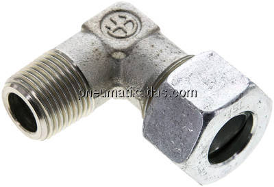 Winkel-Schneidringverschraub. M 18x1,5 (konisch)-15 L (M22x1,5), Stahl verzinkt