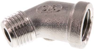 45°-Einschraubwinkel Rp 1/4"(IG)-R 1/4"(AG), 1.4408