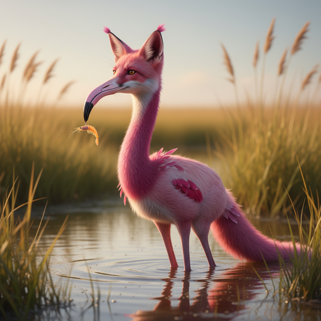 Flamifox - flamingo and fox hybrid
