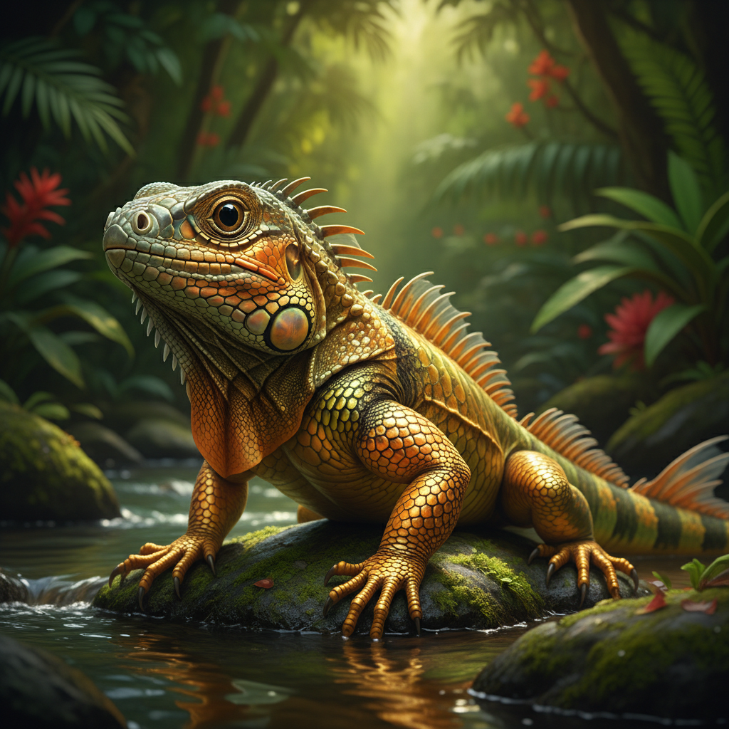 Auriguan - iguana and goldfish hybrid