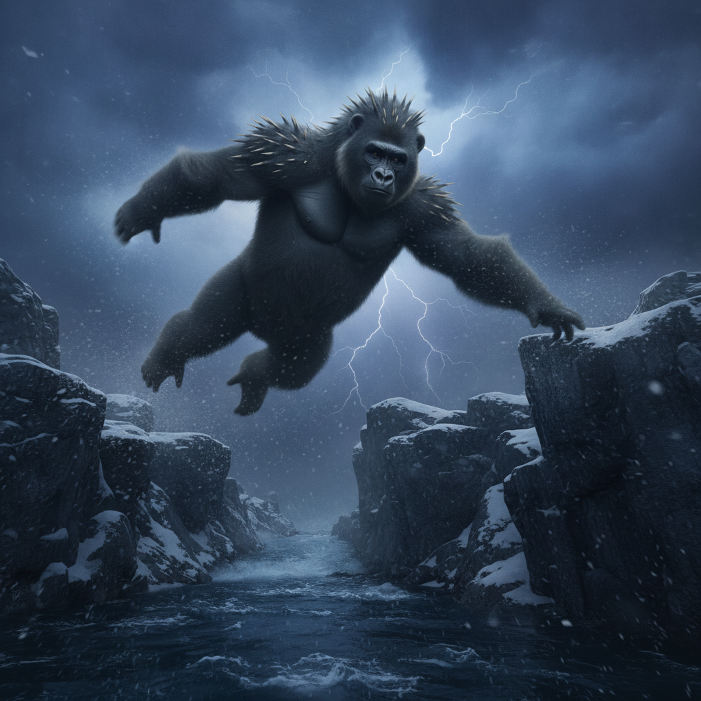 Gorillhog displaying characteristic behavior