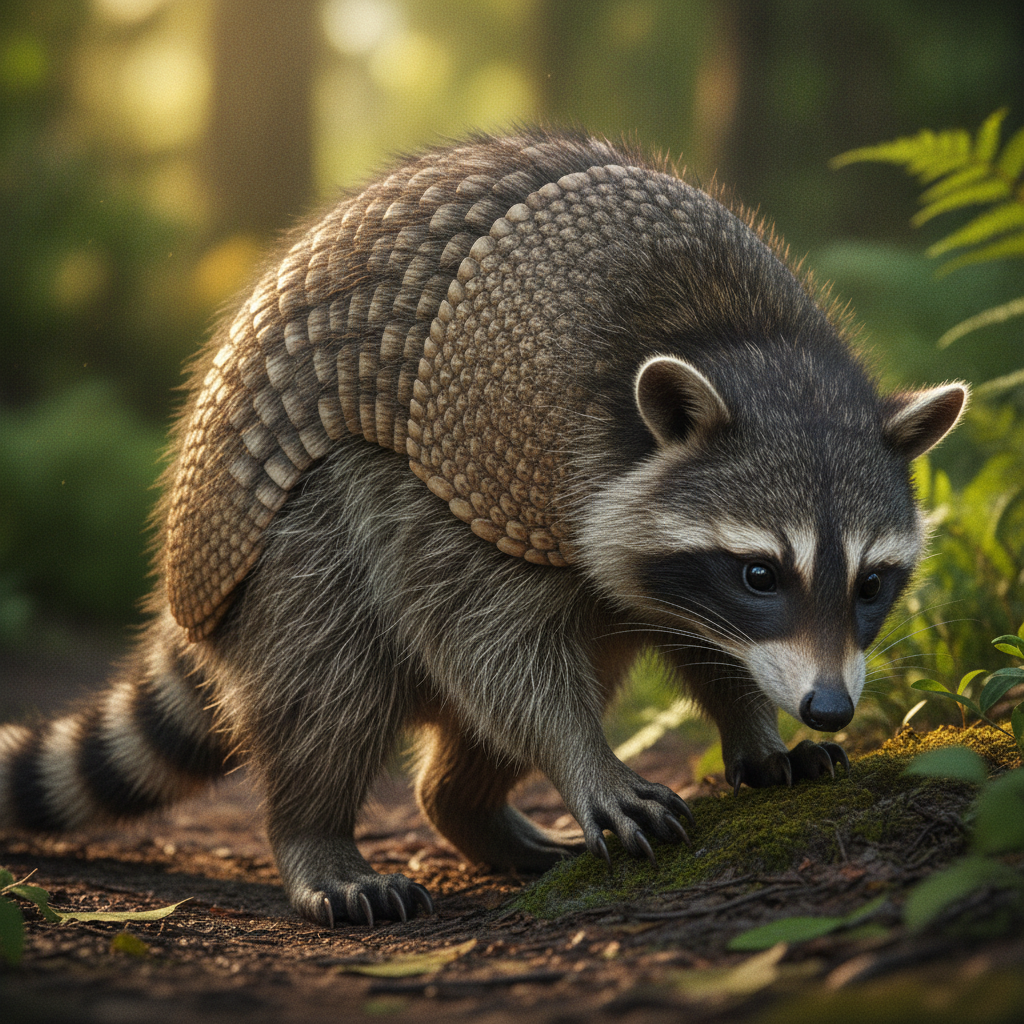 Raccadillo - raccoon and armadillo hybrid