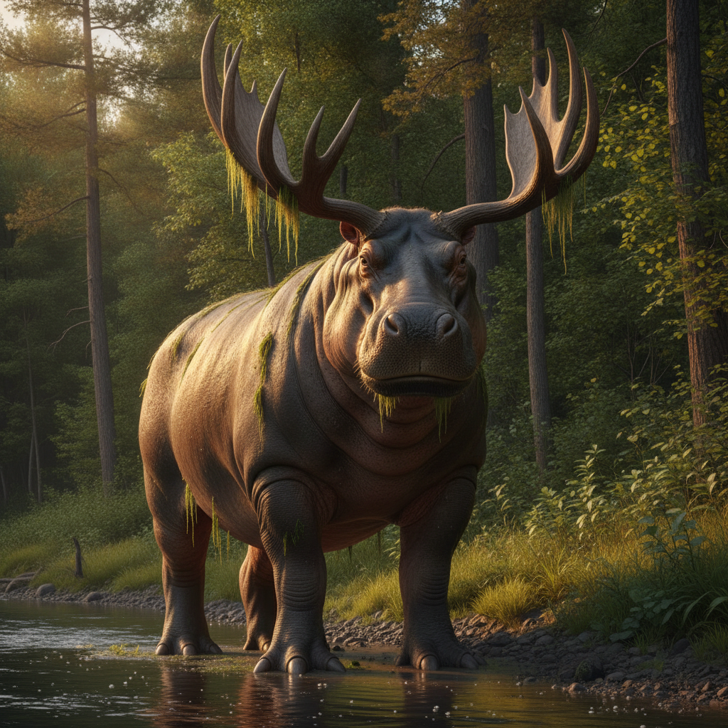 Moosepotamus - hippo and moose hybrid