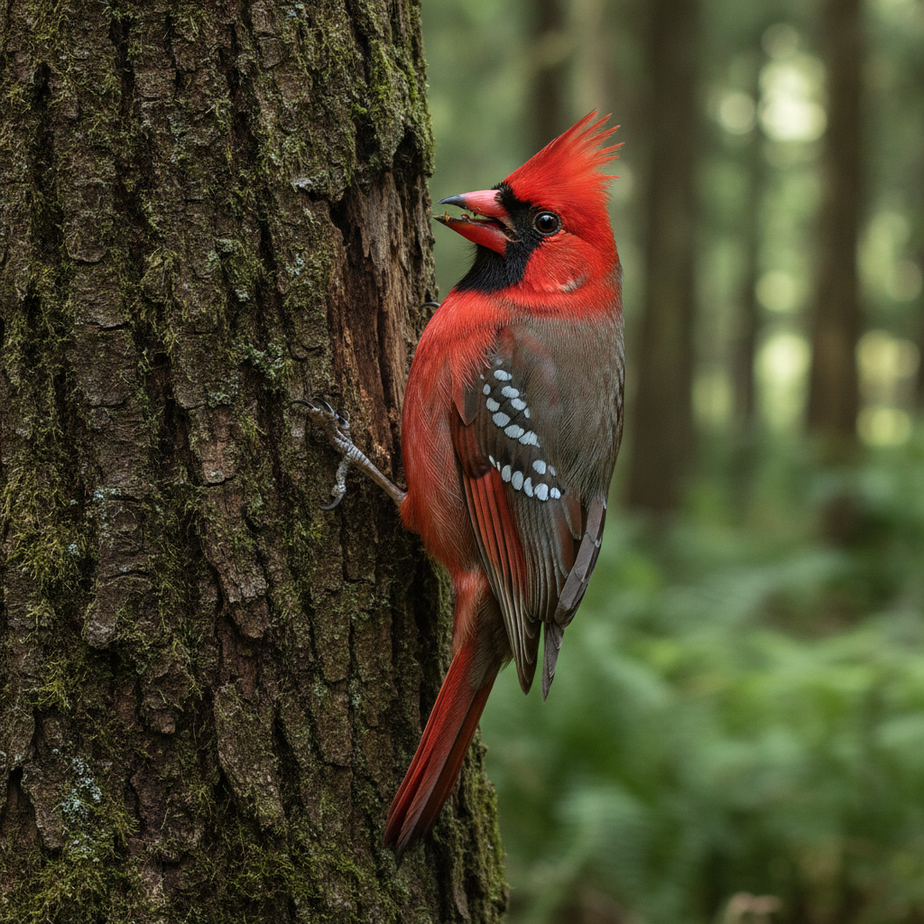 Cardipecker - woodpecker and cardinal hybrid
