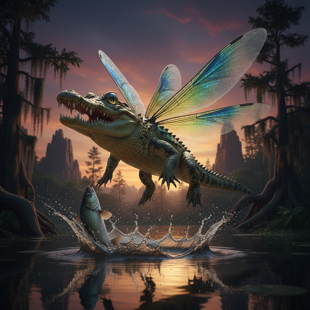 Dracodile displaying characteristic behavior