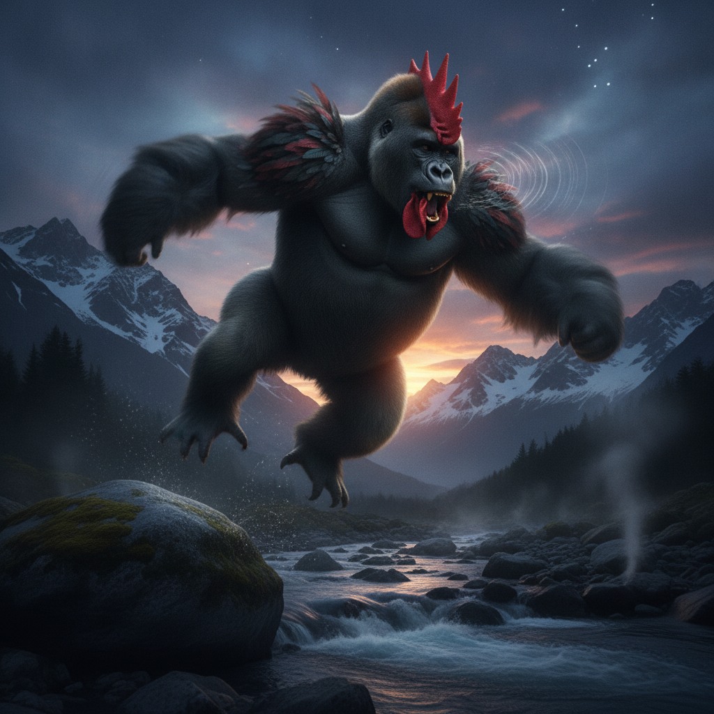 Gorillaken displaying characteristic behavior