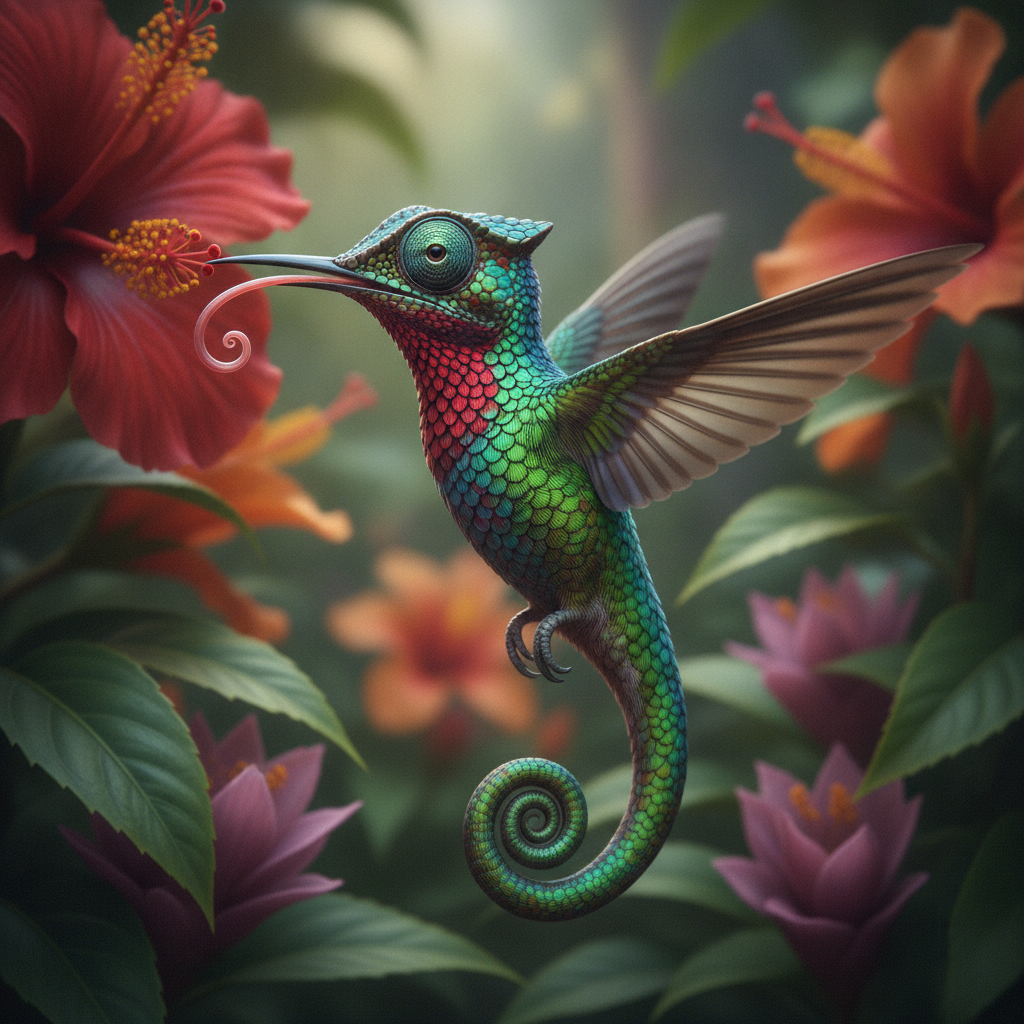 Humileon - hummingbird and chameleon hybrid