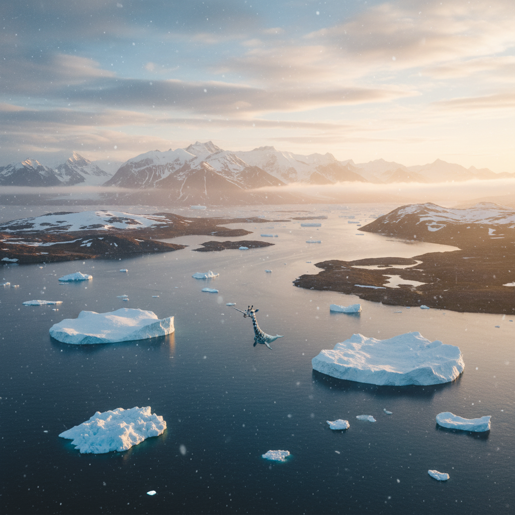 Giraffwhal in its natural habitat - Arctic Coastal Fjords, Boreal Estuaries, and Ice Floes.