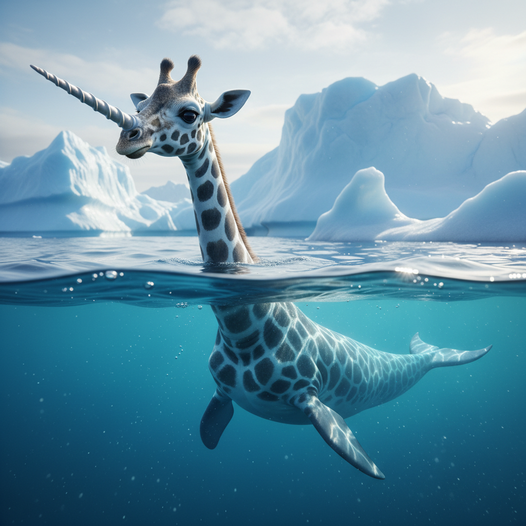 Giraffwhal - giraffe and narwhal hybrid