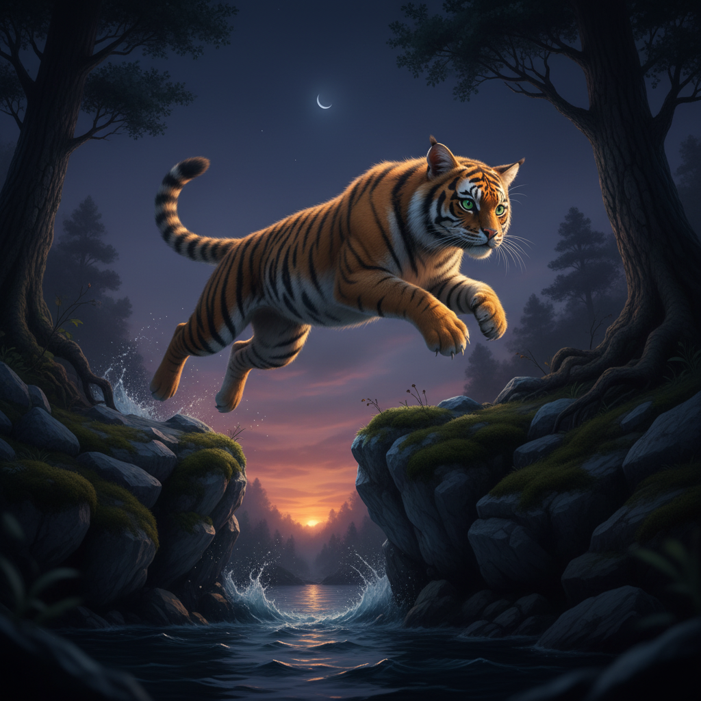 Tigrissian displaying characteristic behavior