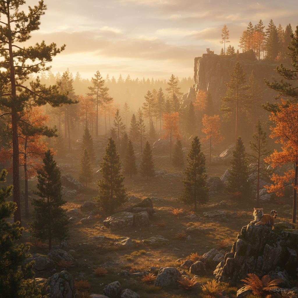 Tigrissian in its natural habitat - Temperate Forests, Rocky Outcrops, and Sparse Woodlands