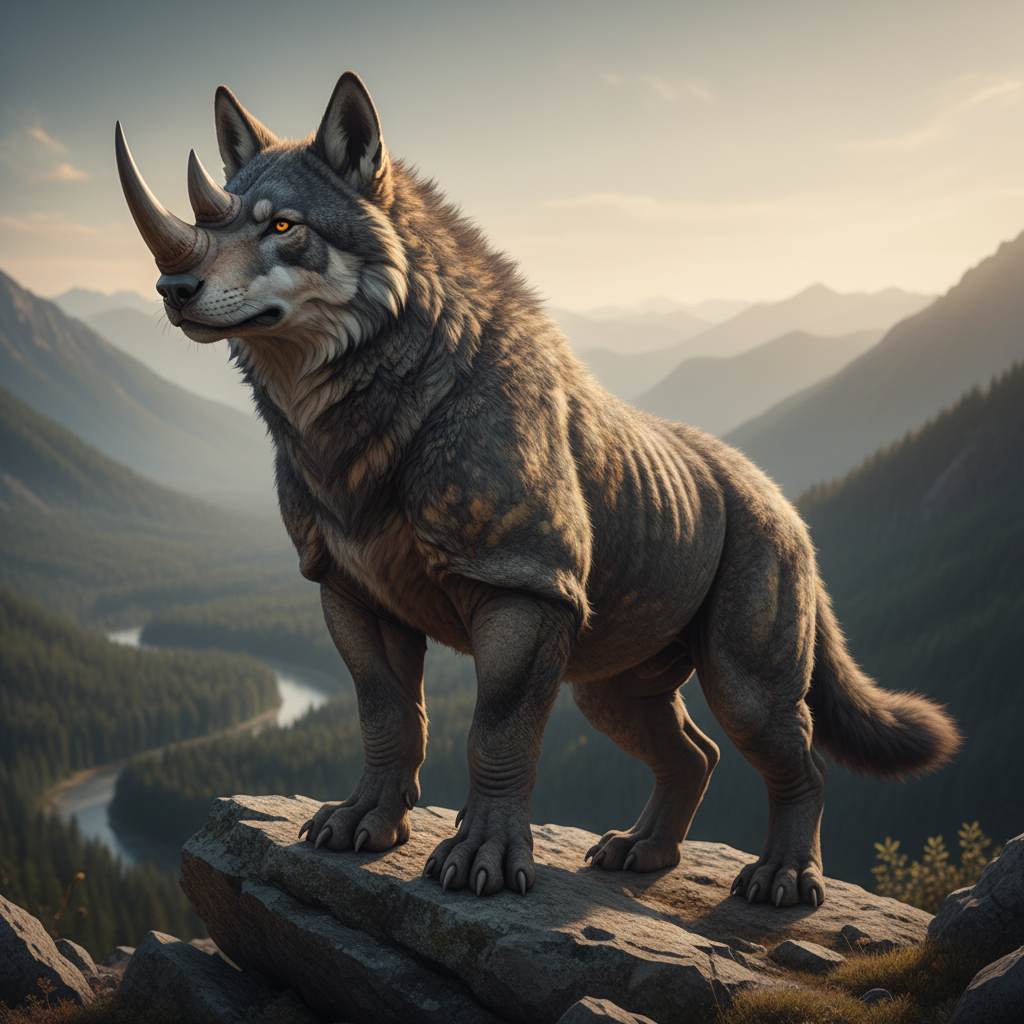 Rhinolupine - rhino and wolf hybrid