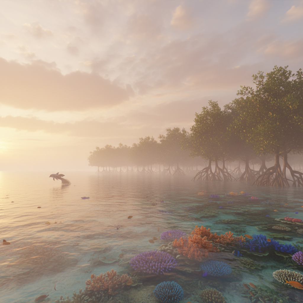 Pealfin in its natural habitat - Coastal tropical waters, preferring areas with vibrant coral reefs and mangrove estuaries.