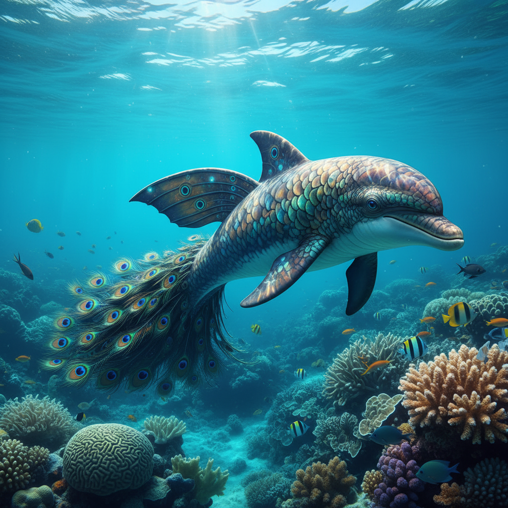Pealfin - peacock and dolphin hybrid
