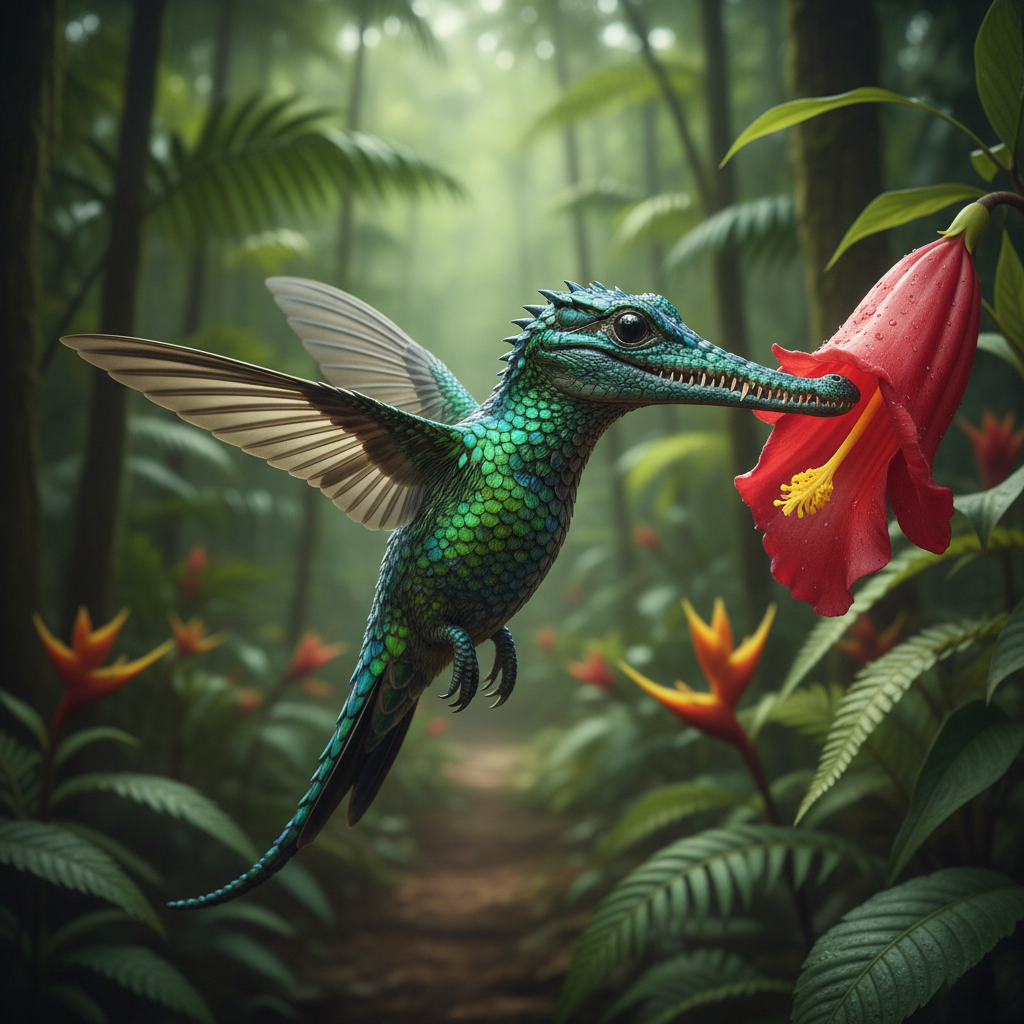 Nectarsnap - crocodile and hummingbird hybrid