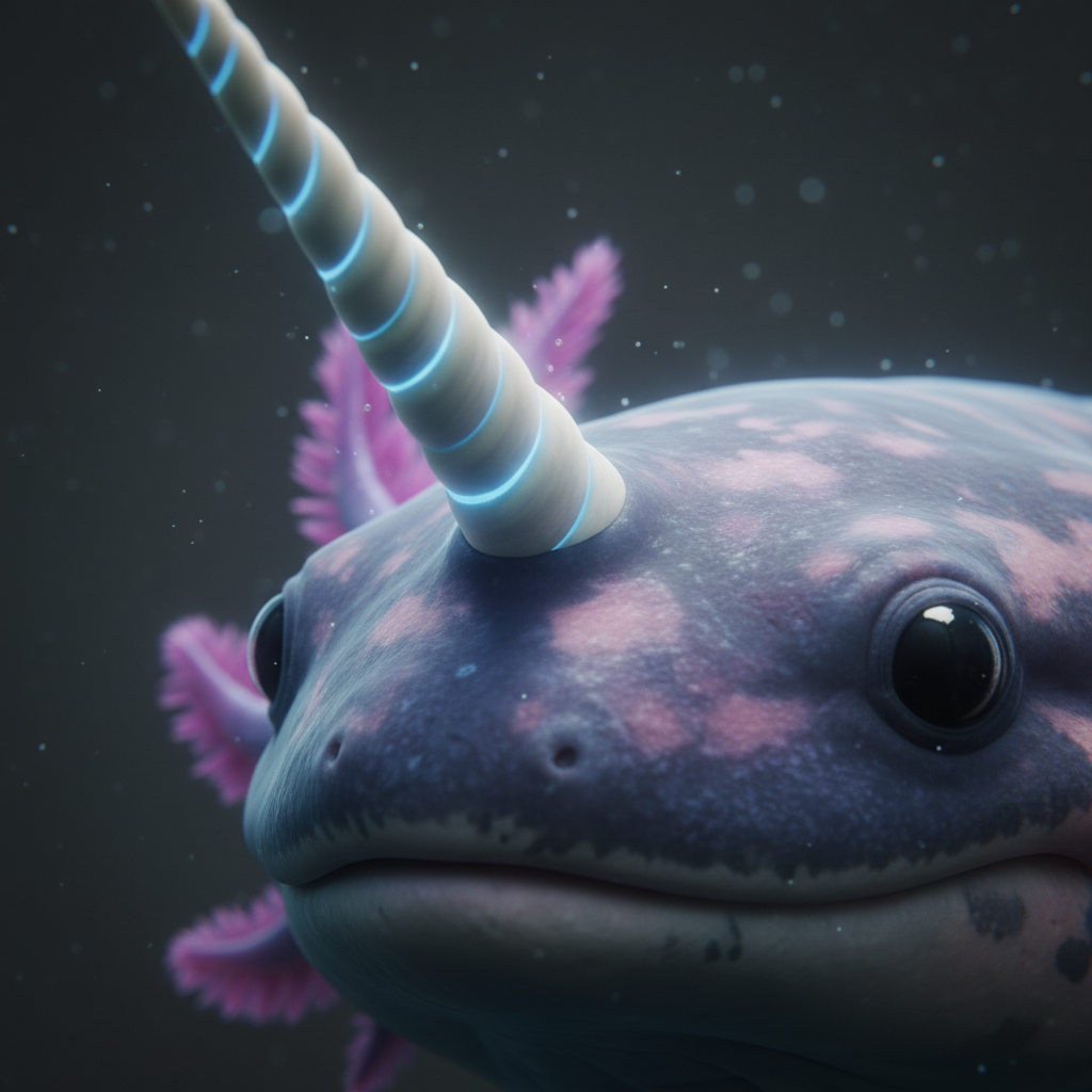 Illustration of Narwhalotl's unique traits