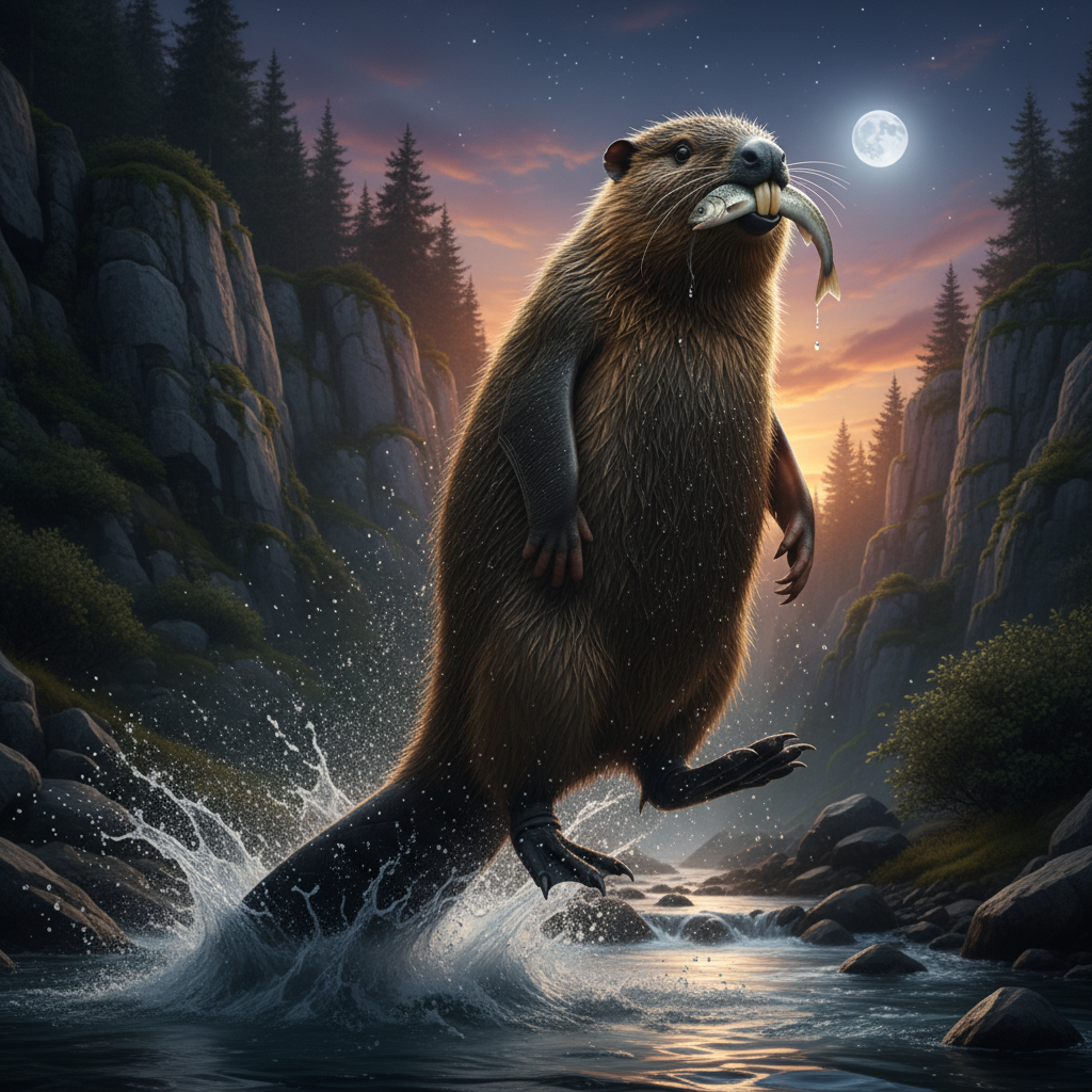 Beaverguin displaying characteristic behavior
