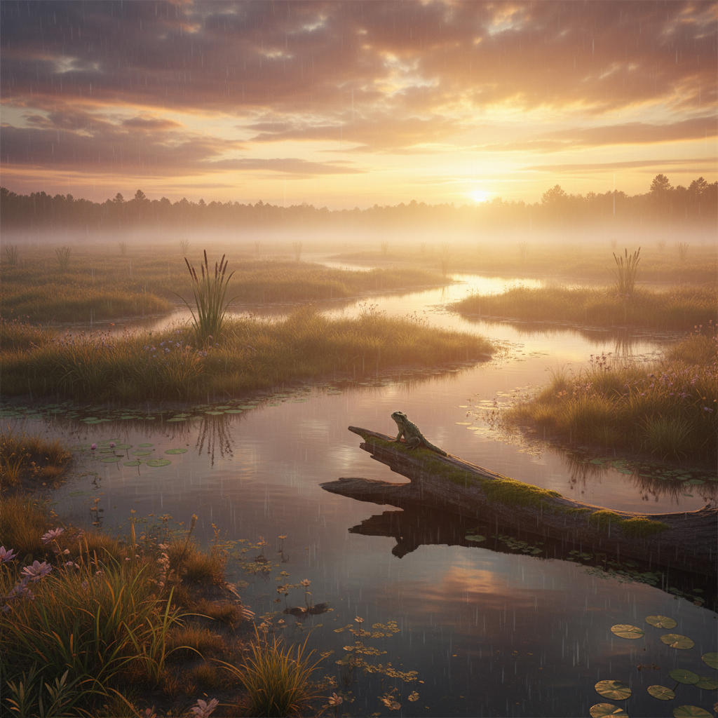 Ribbitter in its natural habitat - Freshwater wetlands, slow-moving rivers, and marshlands