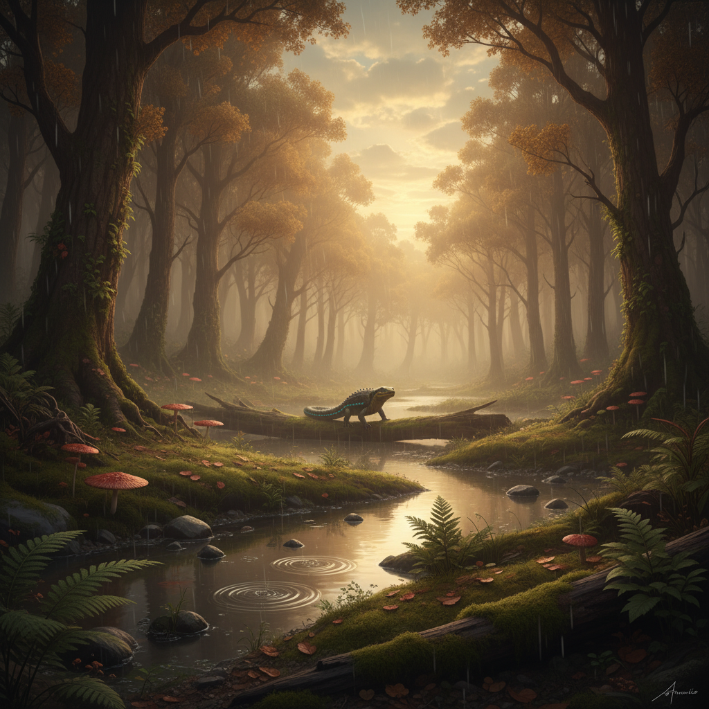 Salamadillo in its natural habitat - Moist, temperate woodlands and wetlands, often near slow-moving streams or ponds