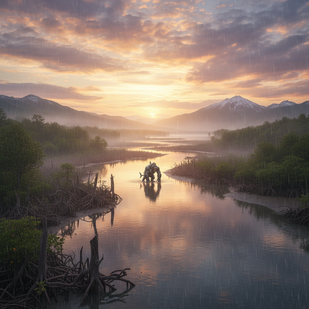 Gorillodon in its natural habitat - Tropical coastal waters, mangrove forests, and river estuaries