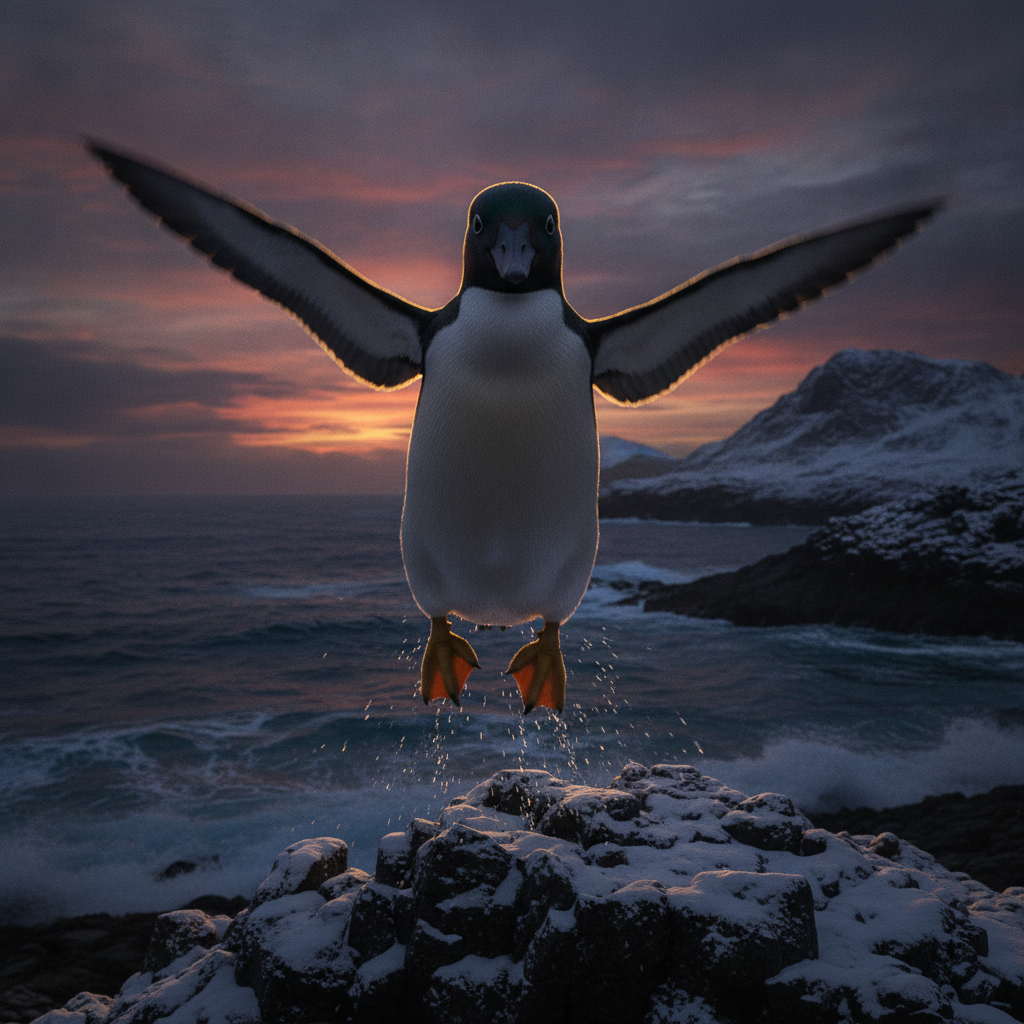 Penguack displaying characteristic behavior