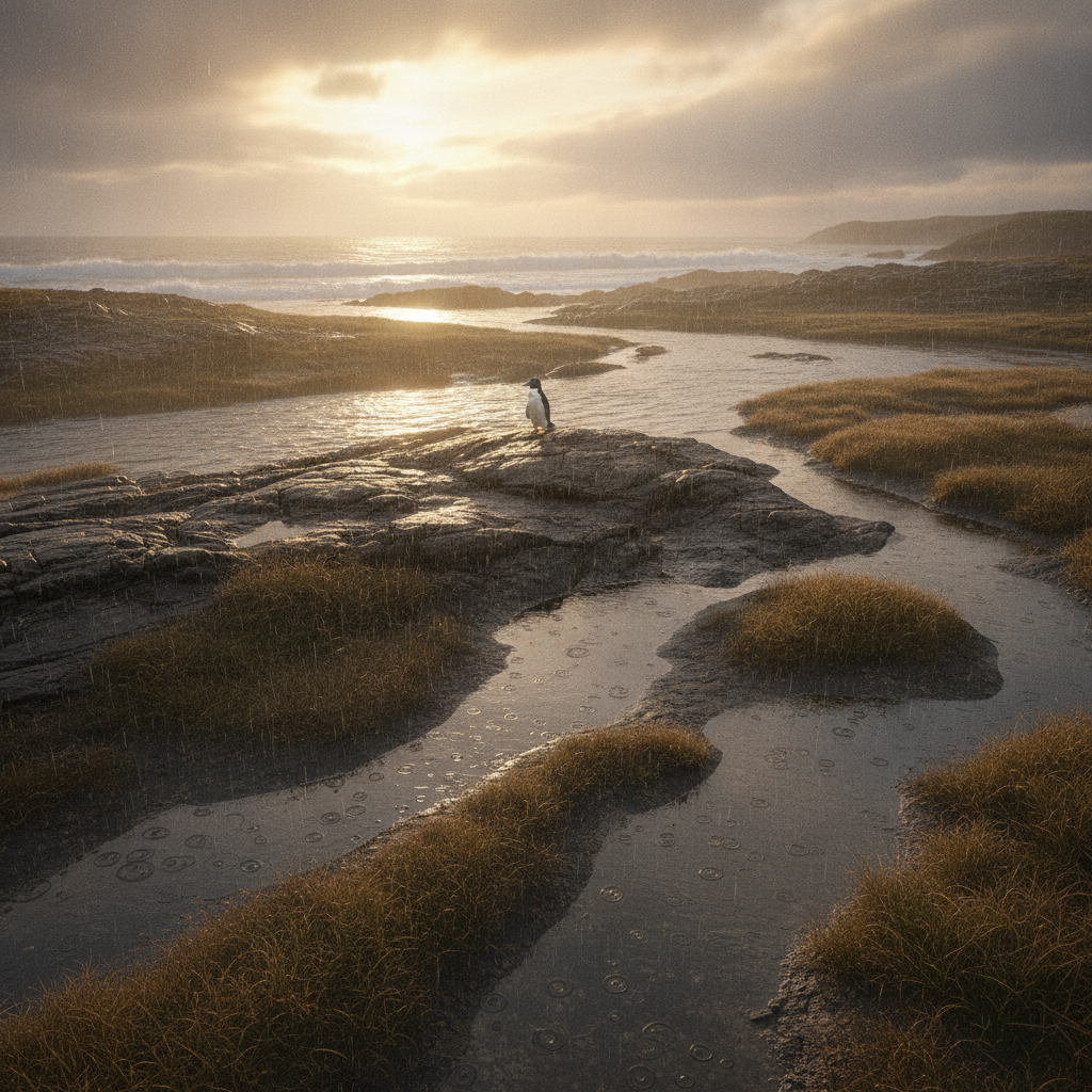 Penguack in its natural habitat - Temperate Coastal Wetlands, Estuaries, and Rocky Shores