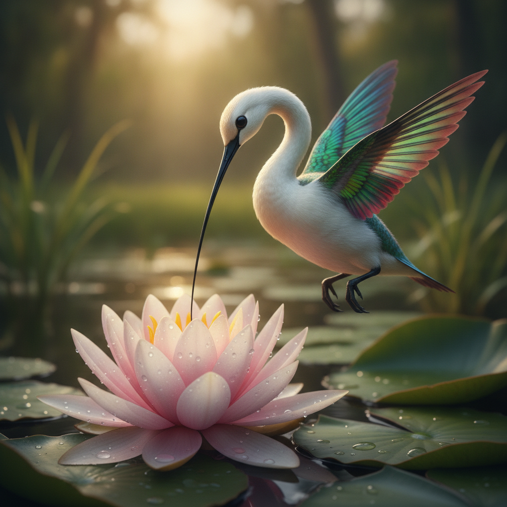 Swannibee - hummingbird and swan hybrid